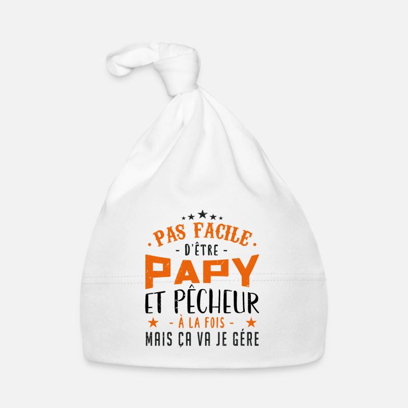 Papy Pêcheur, Cadeau - Bonnet bio Bébé - blanc