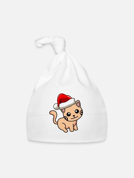 Cat Comic Christmas - Organic Baby Cap - white - Front