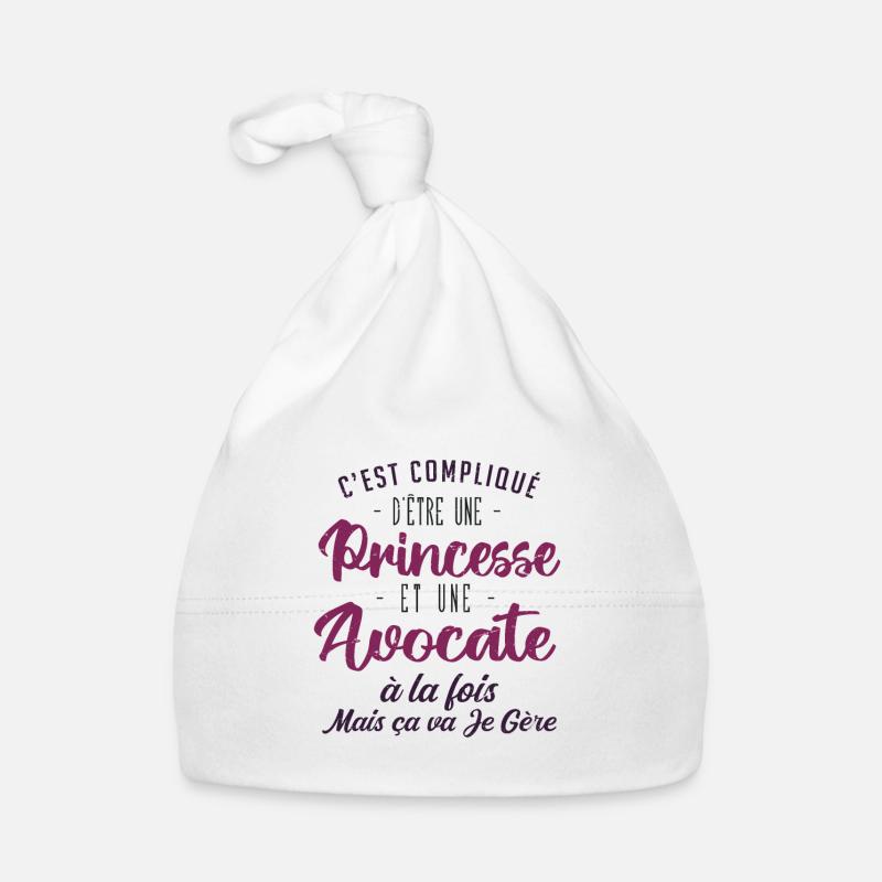 Princesse Avocate | cadeau métier - Bonnet bio Bébé - blanc