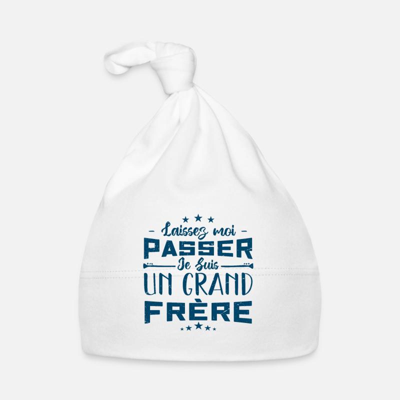 je suis grand-frère - Bonnet bio Bébé - blanc