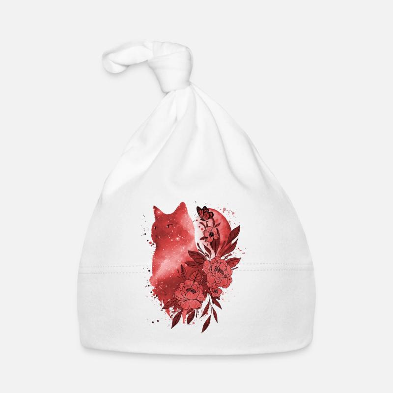 Amour du chat avec des fleurs Bonnet bio Bébé