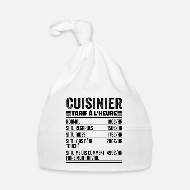 Cuisinier Idée Cadeau Humour pour Cuisinier - Bonnet bio Bébé - blanc