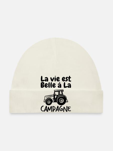 La Vie est Belle à La Campagne - Bonnet bio Bébé - blanc - Devant