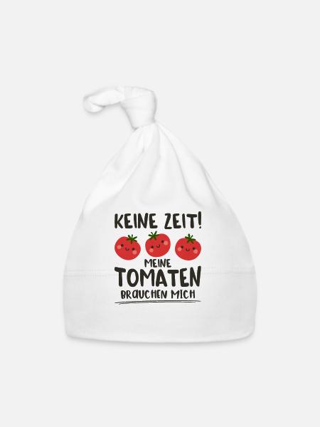 Keine Zeit Meine Tomaten Brauchen Mich - Baby Bio-Mütze - Weiß - Vorne