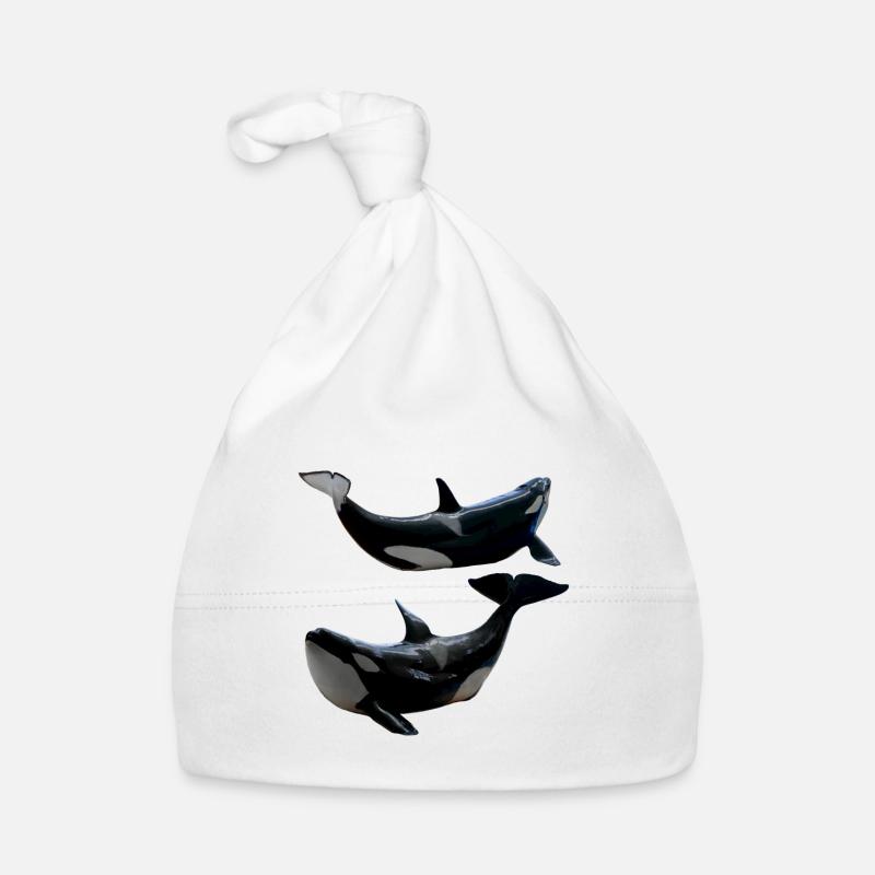 Orca Whale Couple, Lying, Pisces, Natural Organic Baby Cap