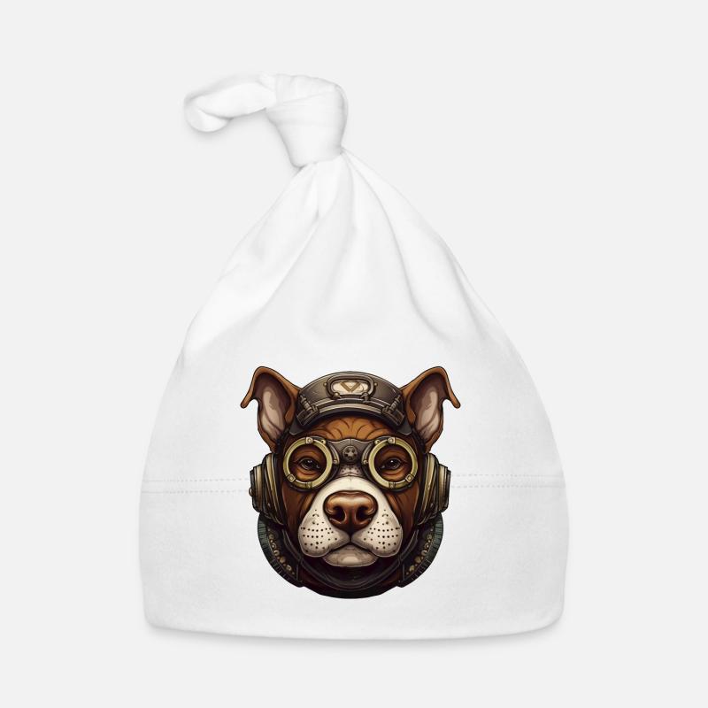 Steampunk Pitbull Dog Lover Gift Steampunk Organic Baby Cap