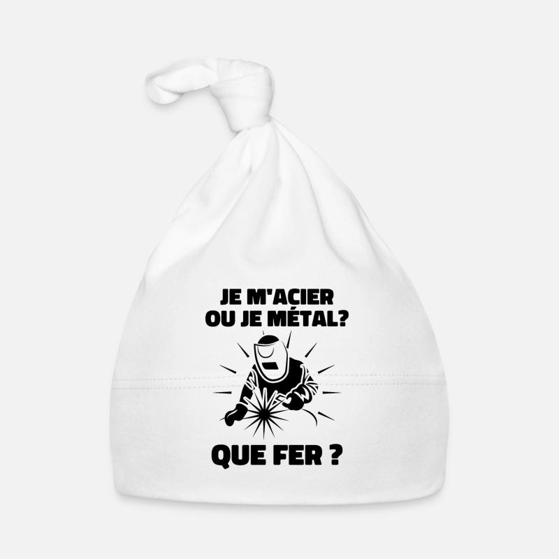 Je m'acier ou je métal ? Que fer ? Forger Cadeau - Bonnet bio Bébé - blanc