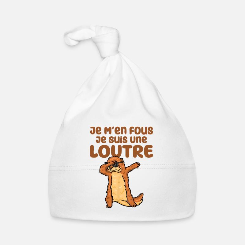Je M'en Fous - Dabbing Loutre - Dab Dance - Bonnet bio Bébé - blanc