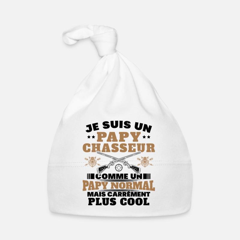 Un Papy Chasseur comme un Papy Normal Cadeau Drôle - Bonnet bio Bébé - blanc