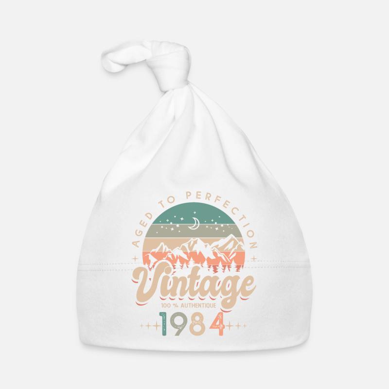 1984 Vintage anniversaire Né en 1984 - Bonnet bio Bébé - blanc