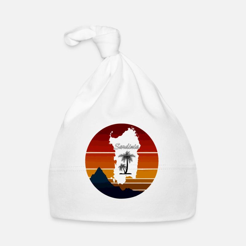 Sardinia island with palm trees and mountains Sardinia Map Organic Baby Cap