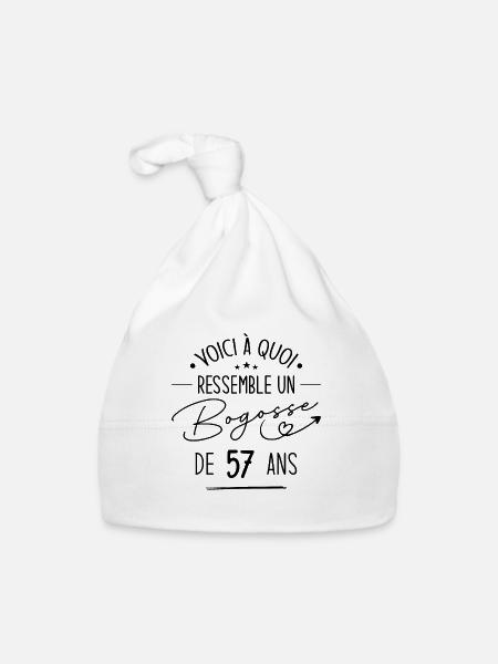 Bogosse 57 ans Cadeau Humour Anniversaire 57 ans - Bonnet bio Bébé - blanc - Devant