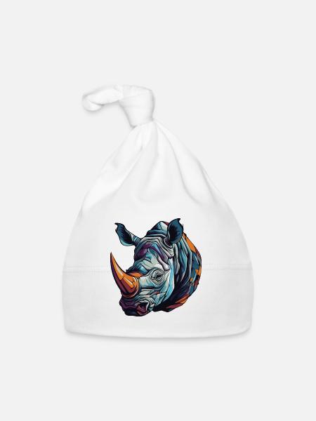 Rhinoceros Portrait - Organic Baby Cap - white - Front