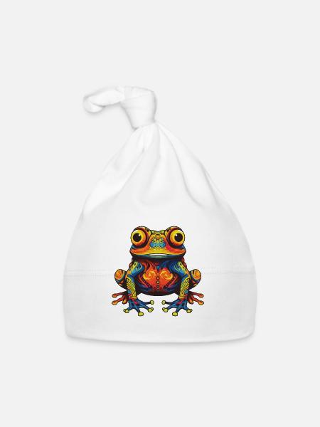Frosch Portrait - Baby Bio-Mütze - Weiß - Vorne