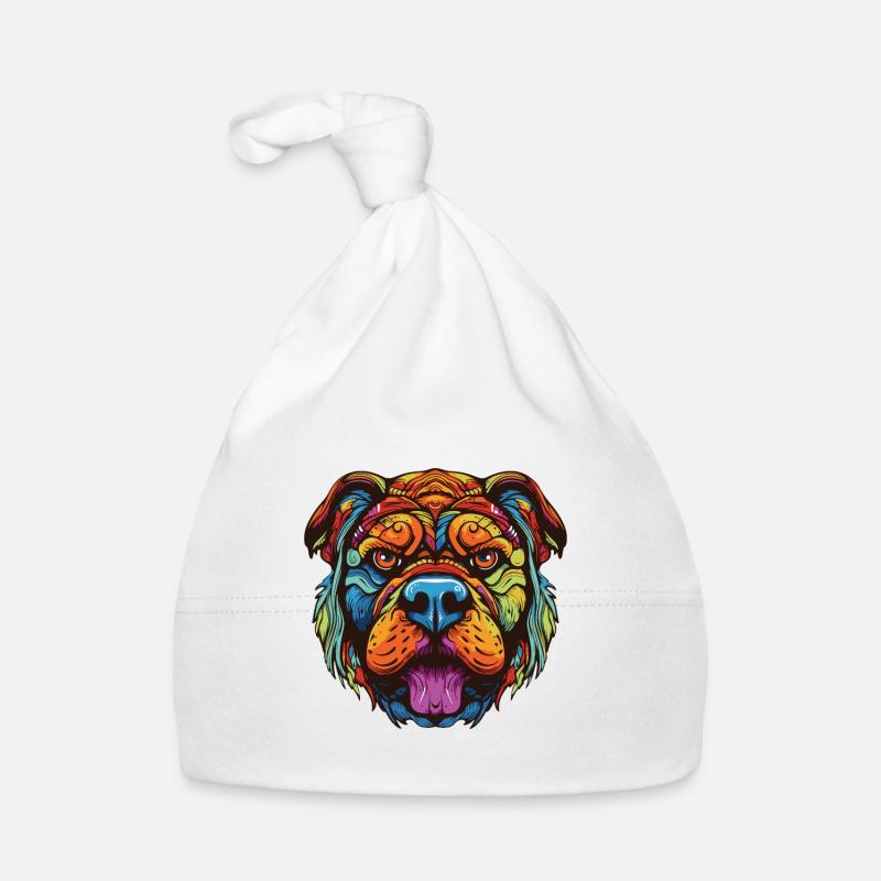 Bulldog Dog Portrait Organic Baby Cap