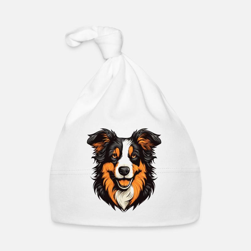 Portrait de chien Border Collie Bonnet bio Bébé