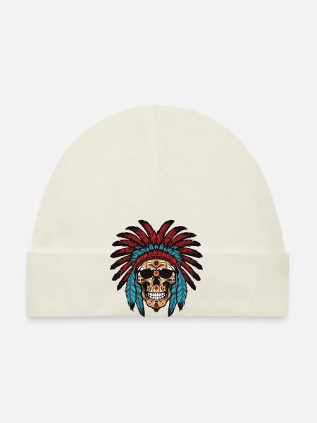 Chef indien Apache Skull - Bonnet bio Bébé - blanc - Devant