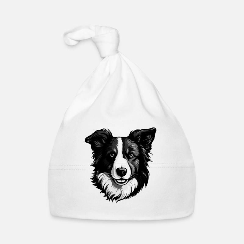 Portrait de chien Border Collie Bonnet bio Bébé