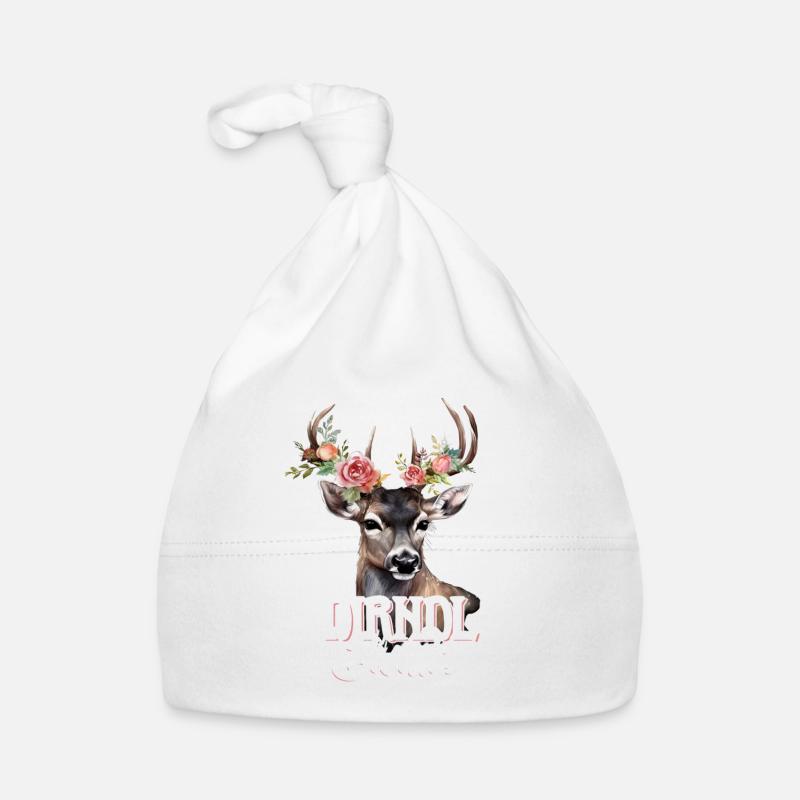 Dirndl Ersatz Hirsch Hirschgeweih Rosen Baby Bio-Mütze