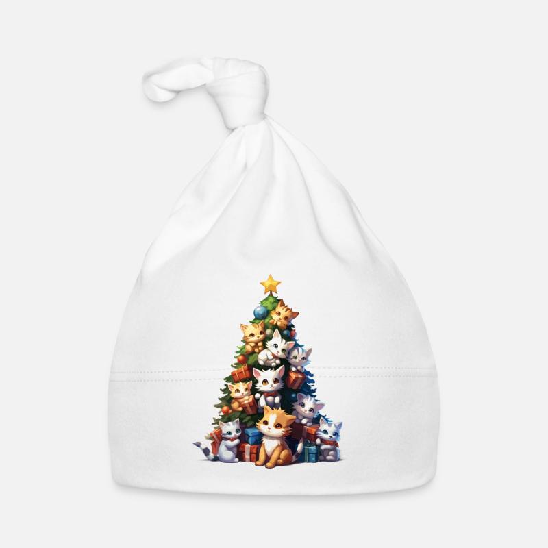 Weihnachtsbaum Katzen Cat Tree Kätzchen Geschenk Baby Bio-Mütze