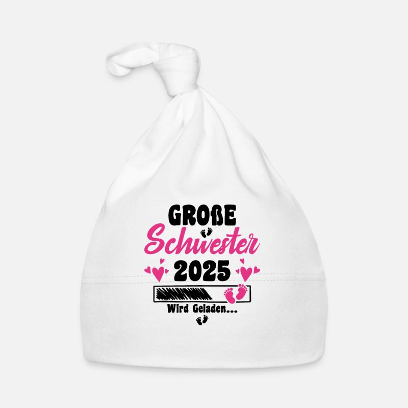 Kinder Ich werde Große Schwester 2025 Verkündung Baby Bio-Mütze
