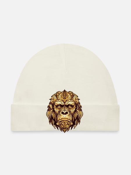 Gorilla Head Animal - Organic Baby Cap - white - Front