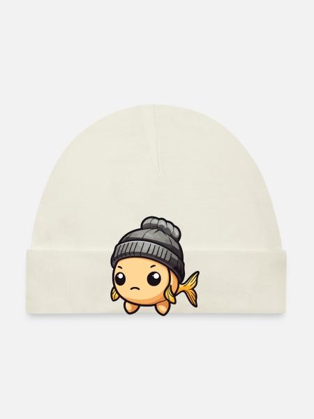 Fisch Winter Tier Niedlich Comic - Baby Bio-Mütze - Weiß - Vorne