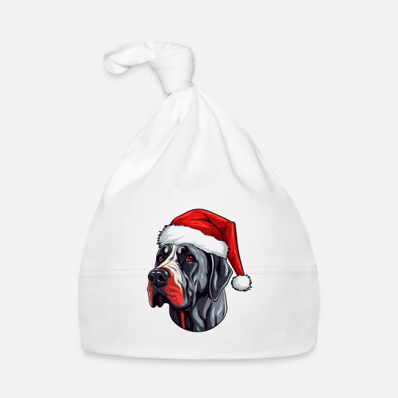 Great Dane Dog Head Christmas Portrait Organic Baby Cap