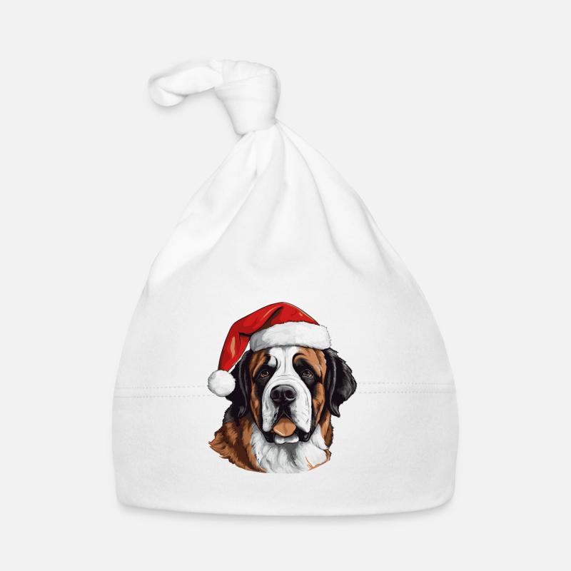 Saint Bernand Dog Head Christmas Portrait Organic Baby Cap
