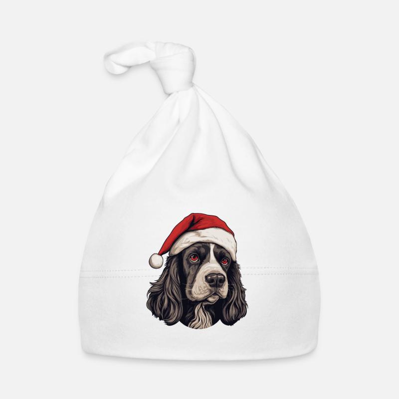 Cocker Spaniel Hund Kopf Weihnachten Portät Baby Bio-Mütze