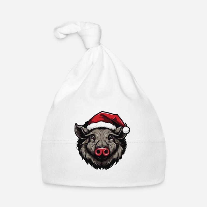 Wildschwein Kopf Weihnachten Portät Baby Bio-Mütze