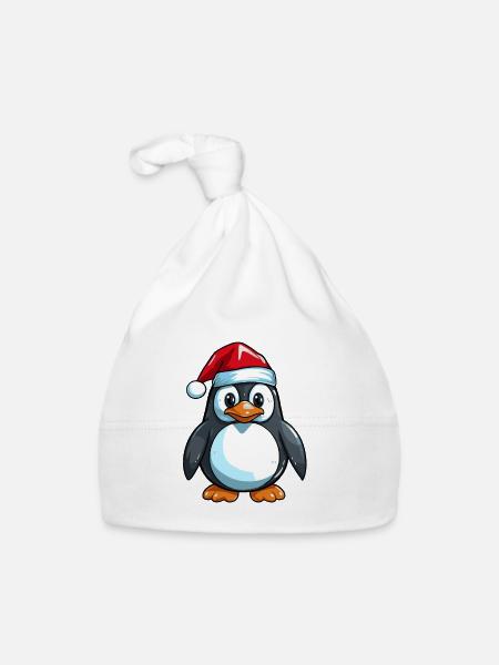 Penguin Comic Christmas - Organic Baby Cap - white - Front