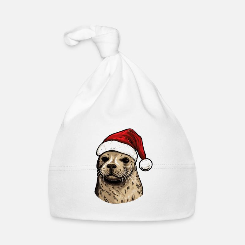 Robbe Seehund Weihnachten Tier Kopf Baby Bio-Mütze