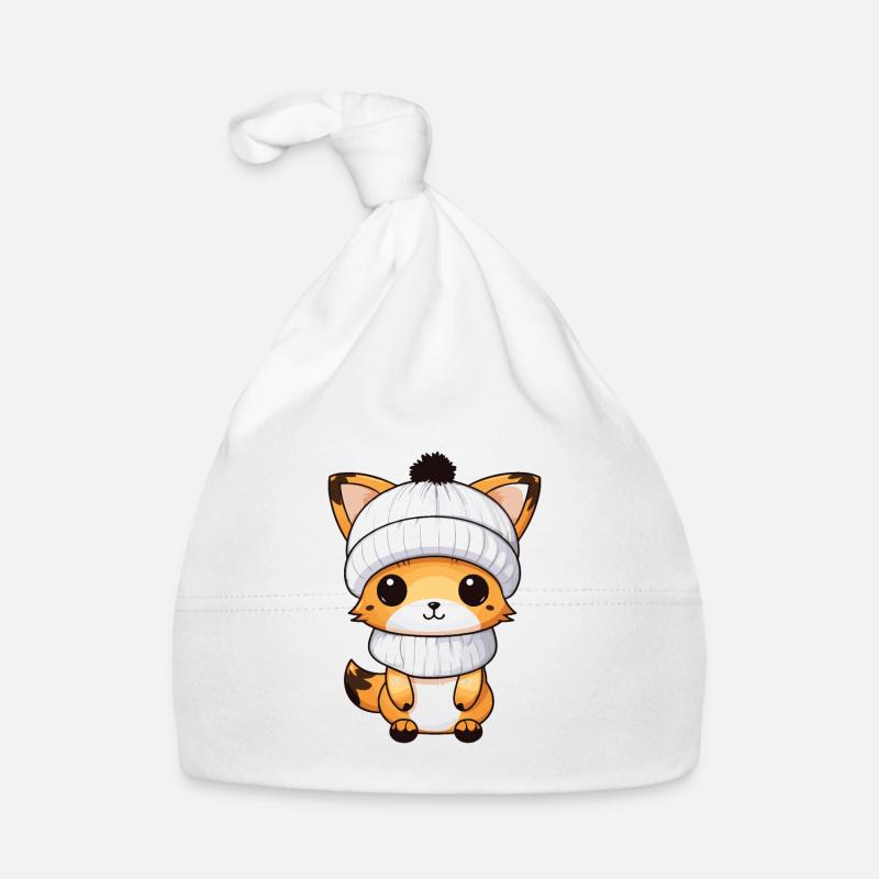 Illustration de bande dessinée d’hiver Fox Bonnet bio Bébé