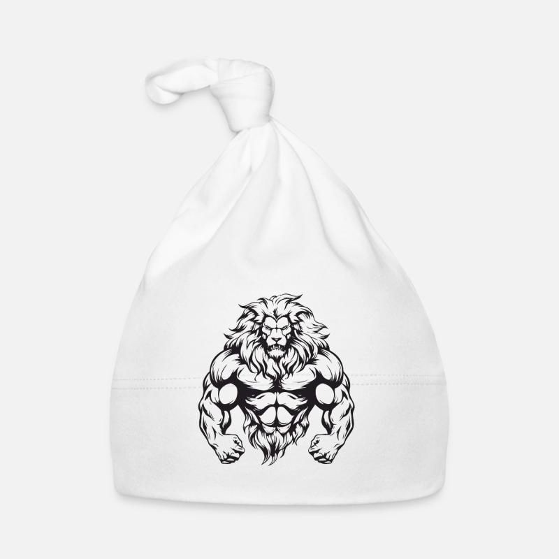 Lion Bodybuilding Muscles Workout Gym Organic Baby Cap