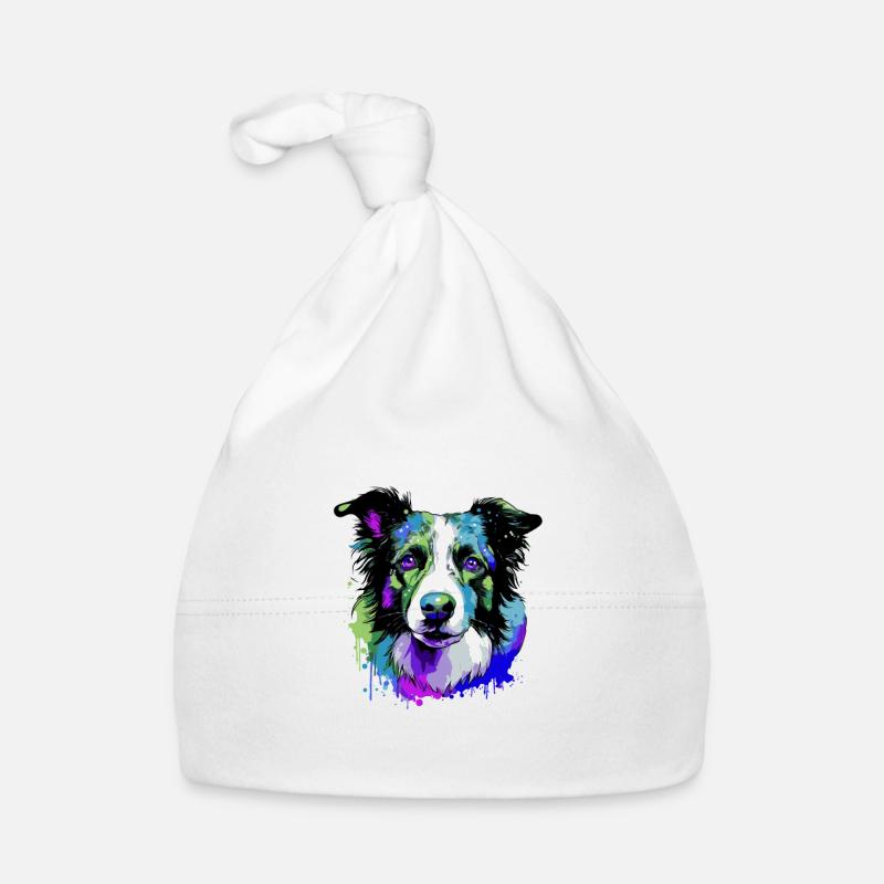 Border Collie Hund Kopf Porträt Bunt Baby Bio-Mütze