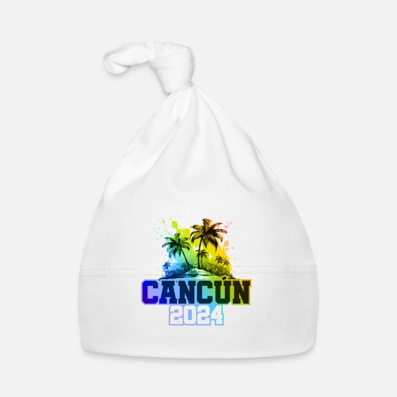 Cancun 2024 Holiday Palm Trees Colorful Organic Baby Cap