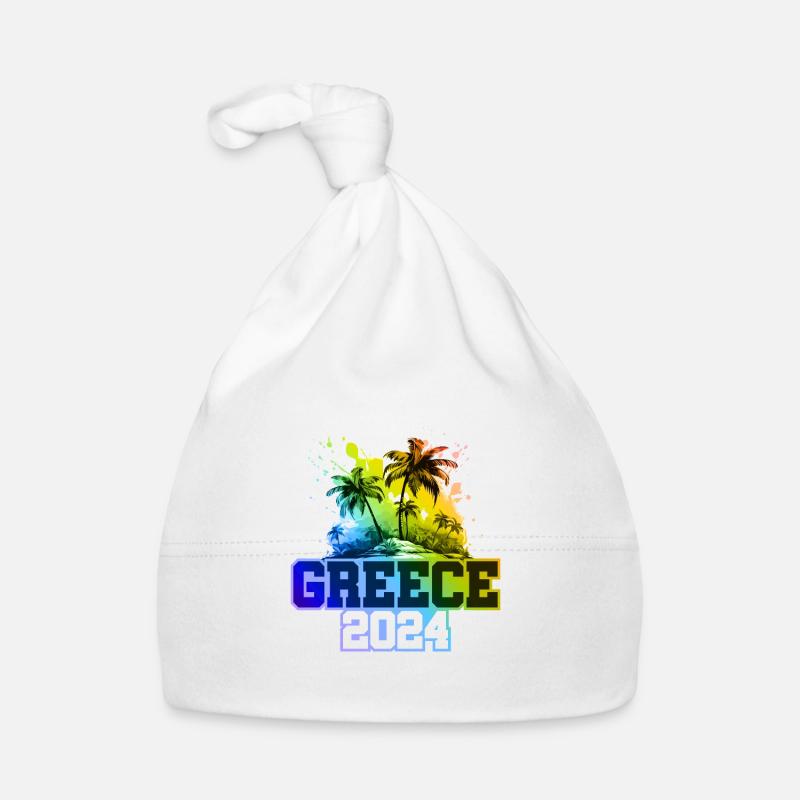 Greece 2024 Holiday Palm Trees Multicolored Organic Baby Cap