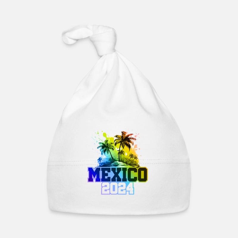 Mexiko 2024 Urlaub Palmen Bunt Baby Bio-Mütze