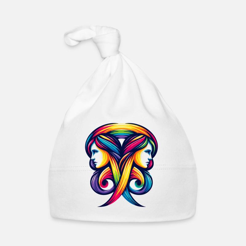 Gemini Zodiac Rainbow Harmony Design Organic Baby Cap