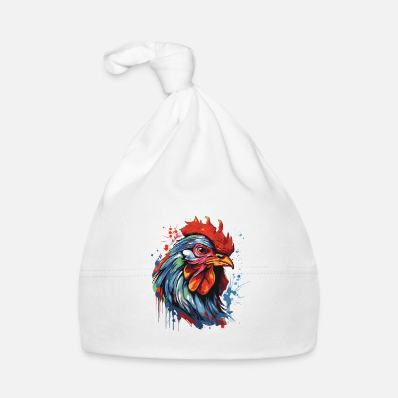 Rooster Pop Art Head Organic Baby Cap