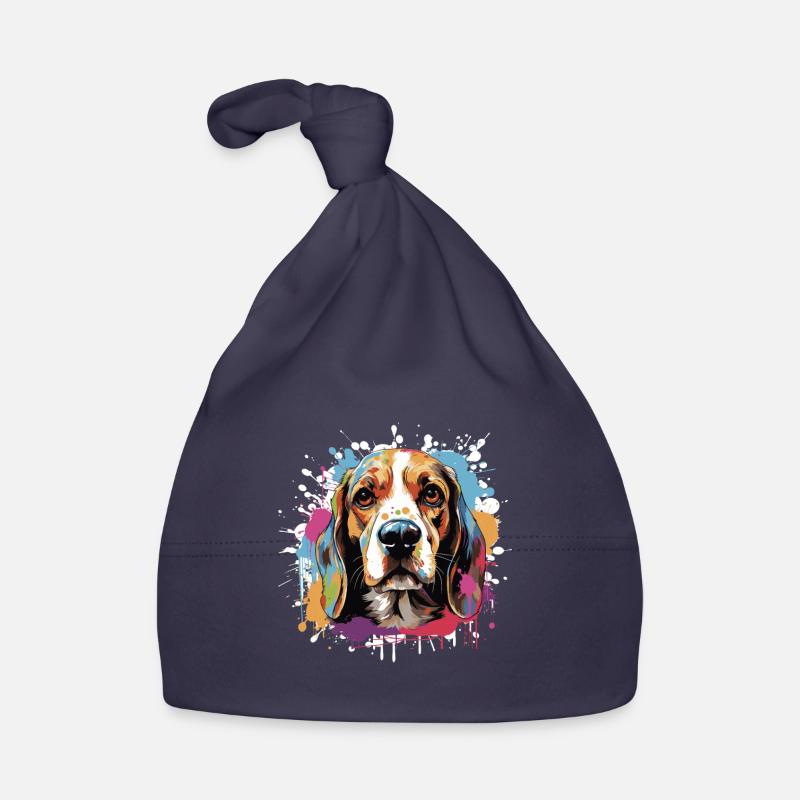 Tête de chien Beagle Pop Art Bonnet bio Bébé