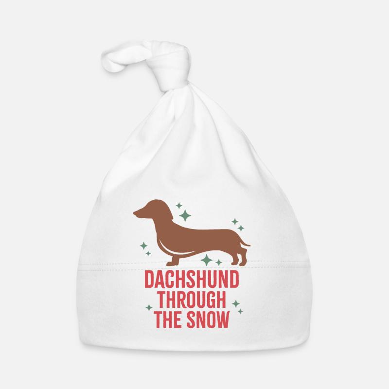 Dackel durch den Schnee Baby Bio-Mütze