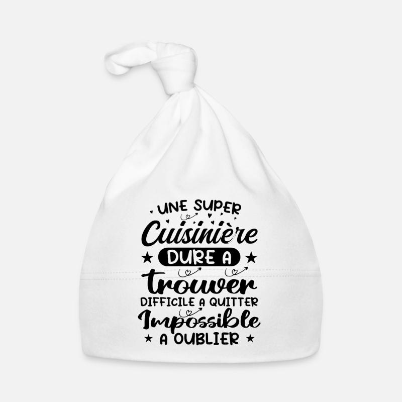 Une Super Cuisinière - Cadeau cuisiniere - Bonnet bio Bébé - blanc