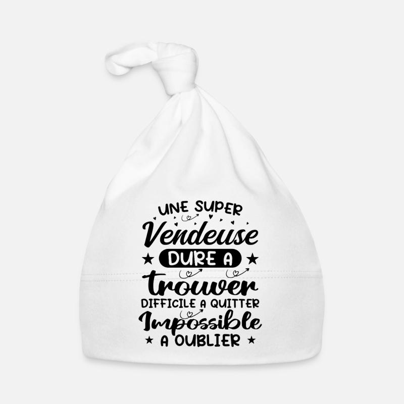 Une Super Vendeuse - Cadeau vendeuse - Bonnet bio Bébé - blanc