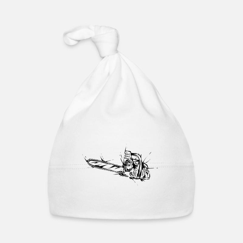Tronçonneuse Bûcheron - Bonnet bio Bébé - blanc