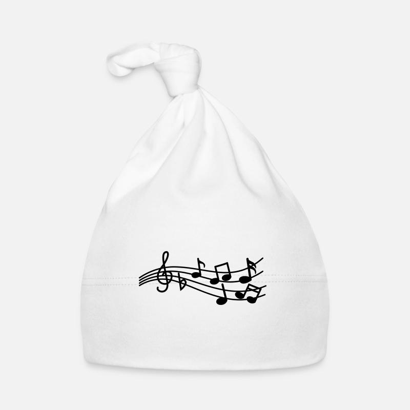 Musical notes sign - Organic Baby Cap - white