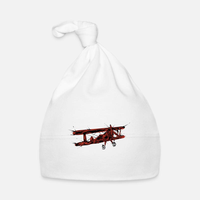 Oldtimer Flugzeug - Baby Bio-Mütze - Weiß