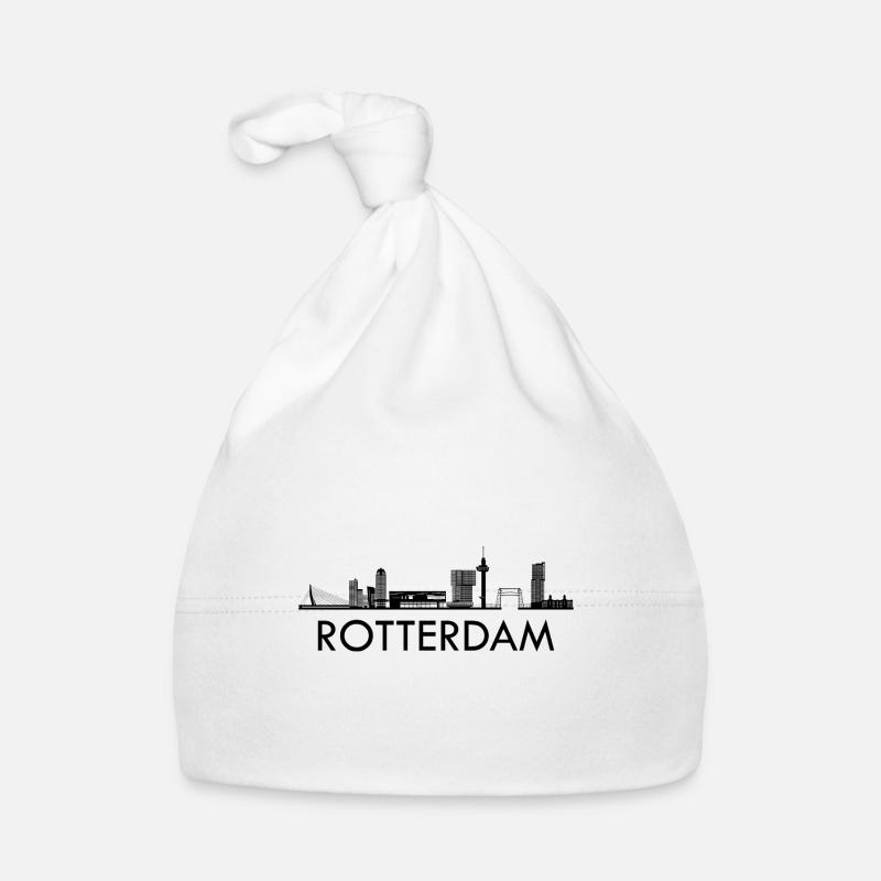 Rotterdam City Skyline silhouette Pays-Bas - Bonnet bio Bébé - blanc