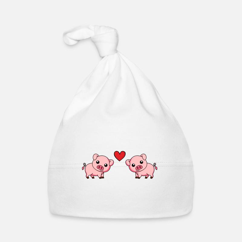Cochon Comic Couple Amour Bonnet bio Bébé